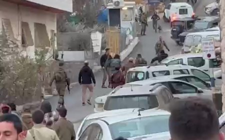 شاهد: شجار المستوطنين مع  الجنود بعد محاولتهم الإعتداء على فلسطينيين في حي تل الرميدة بالخليل